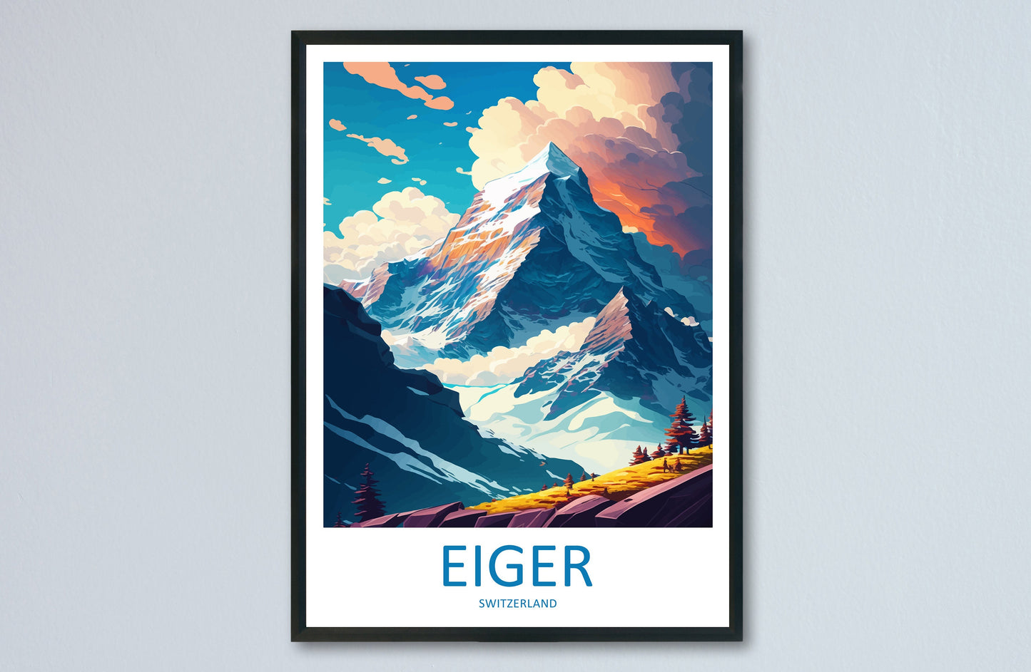 Eiger Travel Print Wall Art Eiger Wall Hanging Home Décor Eiger Gift Art Lovers Switzerland Art Lover Gift Eiger Travel Art