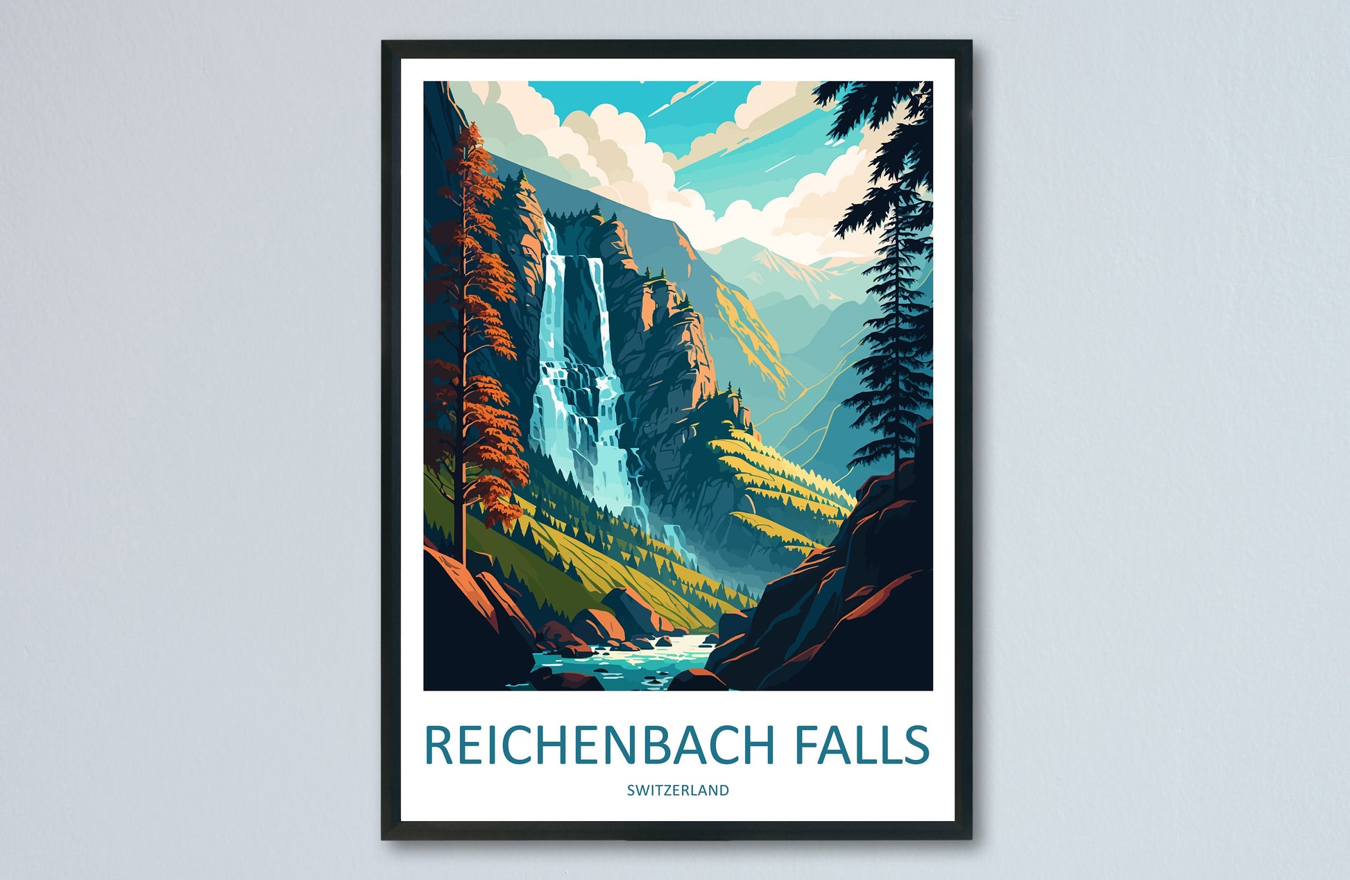 Reichenbach Falls Travel Print Wall Art Reichenbach Falls Wall Hanging Home Décor Reichenbach Falls Gift Art Lovers Switzerland Art Lover