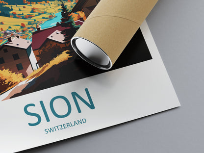 Sion Travel Print Wall Art Sion Wall Hanging Home Décor Sion Gift Art Lovers Switzerland Art Lover Gift Sion Travel Art Wall Gift