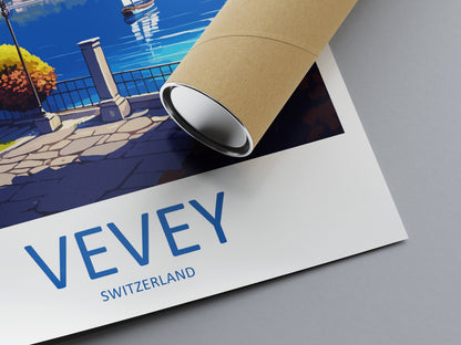 Vevey Travel Print Wall Art Vevey Wall Hanging Home Décor Vevey Gift Art Lovers Switzerland Art Lover Gift Vevey Travel Art Wall Gift