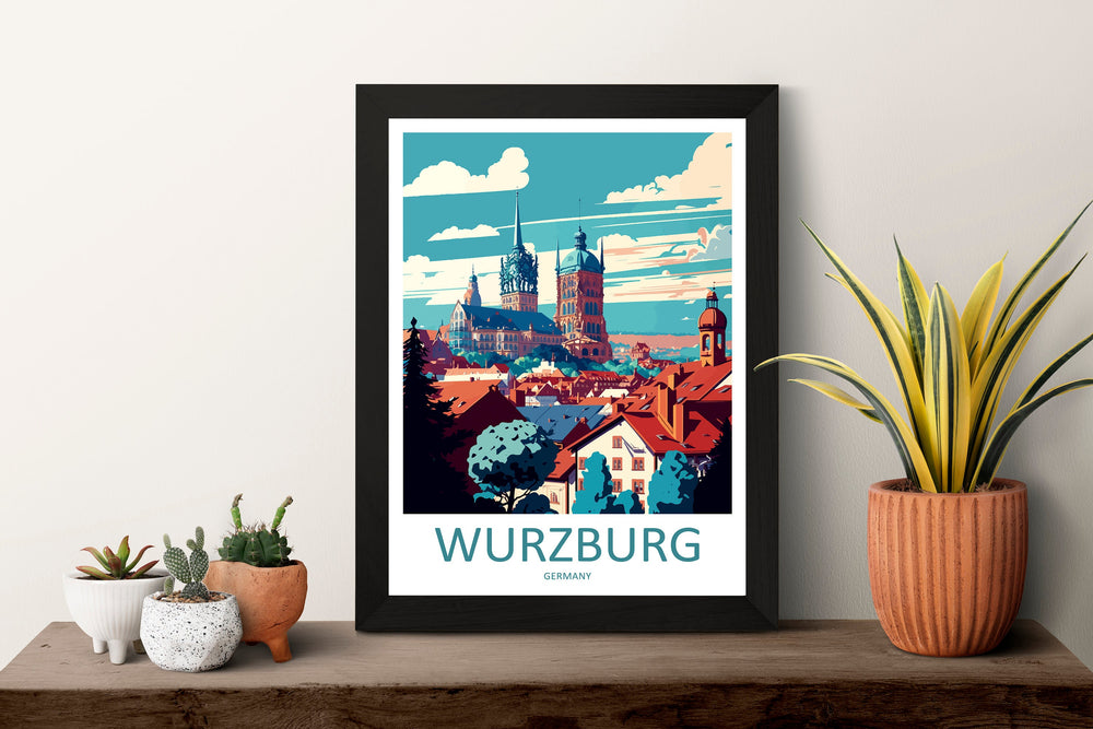 Wurzburg Travel Print Wall Art Wurzburg Wall Hanging Home Décor Wurzburg Gift Art Lovers Germany Art Lover Gift Wurzburg Art Travel Gift