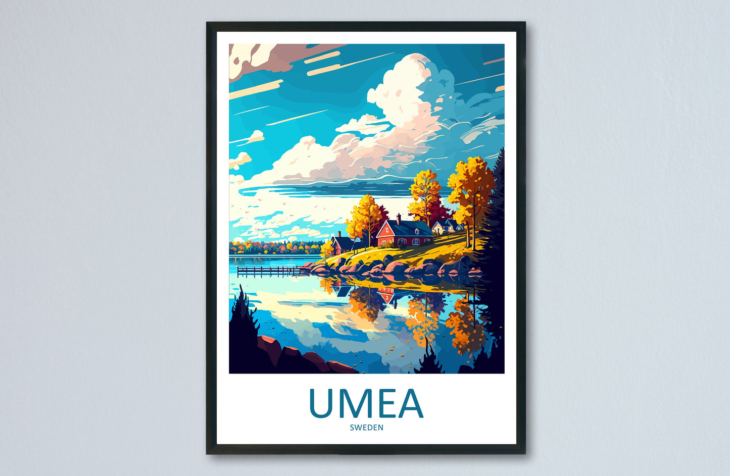 Umea Travel Print Wall Art Umea Wall Hanging Home Décor Umea Gift Art Lovers Sweden Art Lover Gift Umea Travel Art Poster