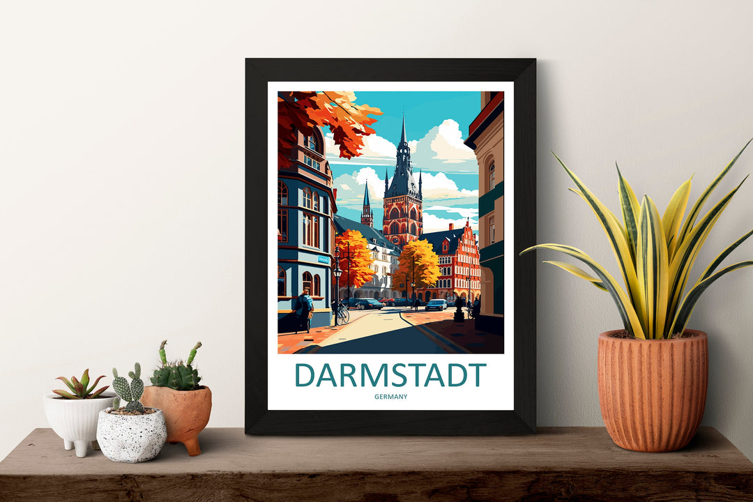 Darmstadt Travel Print Wall Art Darmstadt Wall Hanging Home Décor Darmstadt Gift Art Lovers Germany Art Lover Gift Darmstadt Art Travel Gift