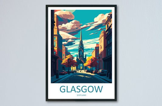 Glasgow Travel Print Wall Art Glasgow Wall Hanging Home Décor Glasgow Gift Art Lovers Scotland Art Lover Gift Glasgow Travel Artwork