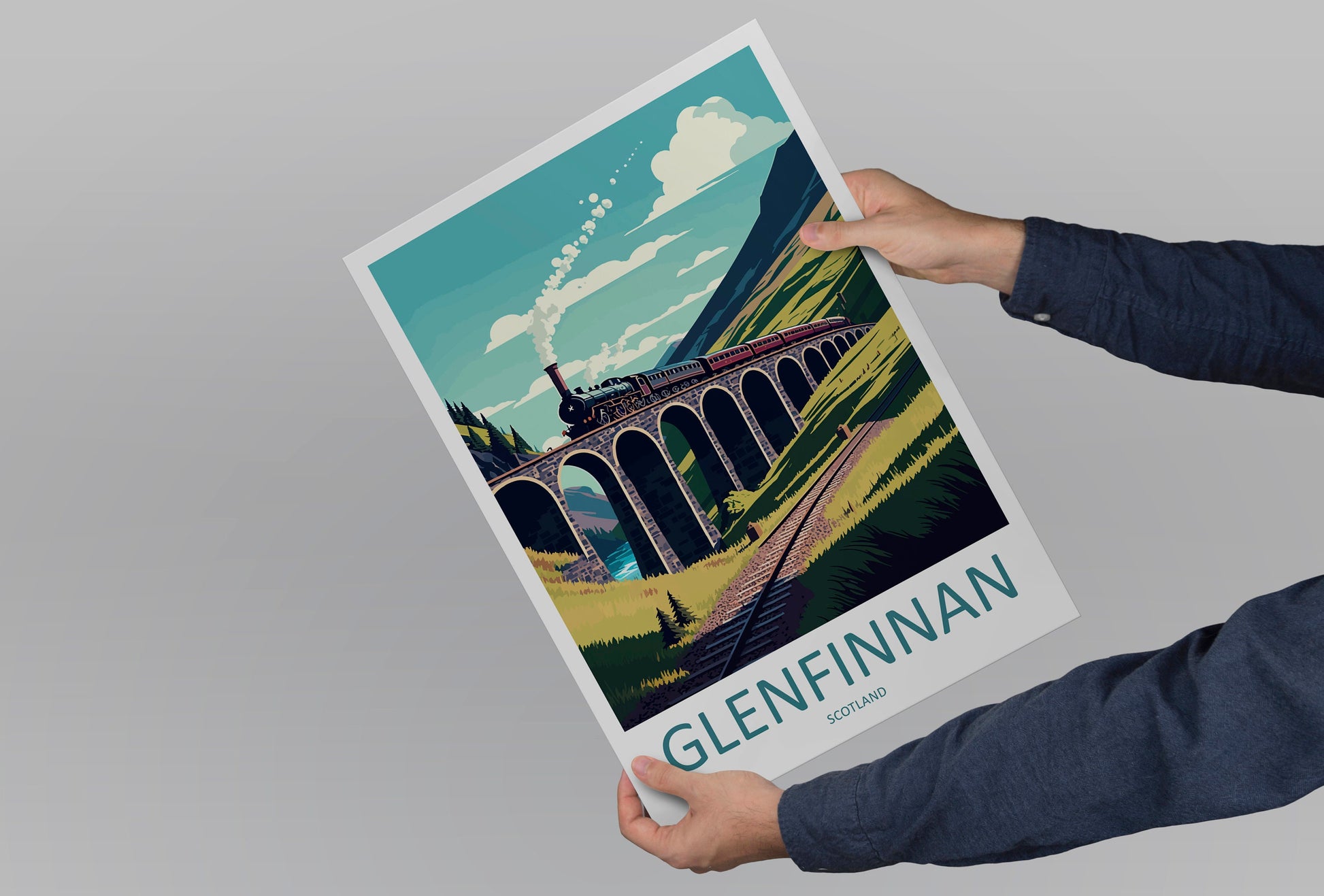 Glenfinnan Travel Print Wall Art Glenfinnan Wall Hanging Home Décor Glenfinnan Gift Art Lovers Scotland Art Lover Gift Glenfinnan Train Art