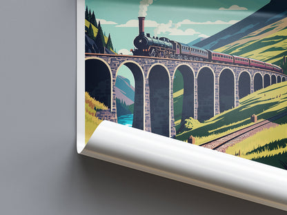 Glenfinnan Travel Print Wall Art Glenfinnan Wall Hanging Home Décor Glenfinnan Gift Art Lovers Scotland Art Lover Gift Glenfinnan Train Art