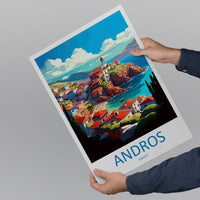 Andros Travel Print Wall Art Andros Greece Wall Hanging Home Decoration Andros Gift Art Lovers Wall Art Print Andros Greece Wall Poster Art