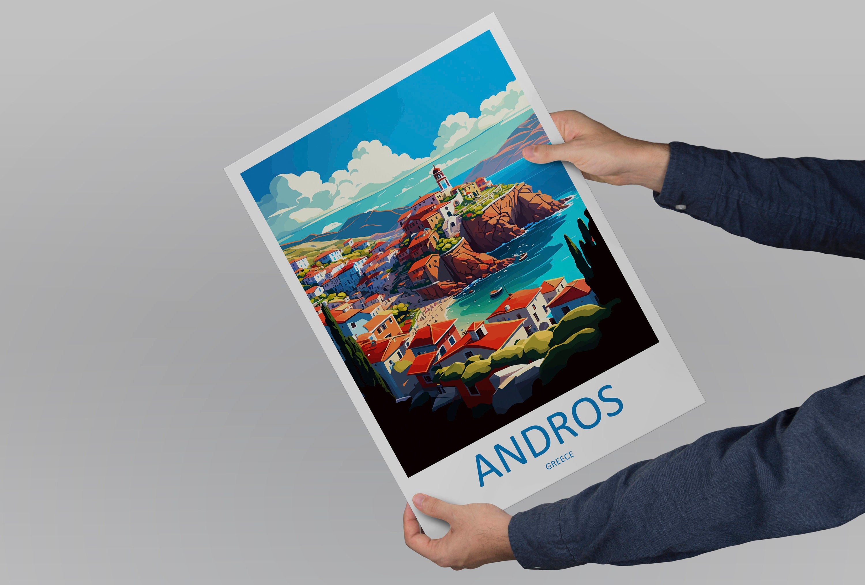 Andros Travel Print Wall Art Andros Greece Wall Hanging Home Decoration Andros Gift Art Lovers Wall Art Print Andros Greece Wall Poster Art