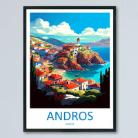 Andros Travel Print Wall Art Andros Greece Wall Hanging Home Decoration Andros Gift Art Lovers Wall Art Print Andros Greece Wall Poster Art