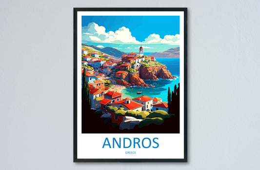 Andros Travel Print Wall Art Andros Greece Wall Hanging Home Decoration Andros Gift Art Lovers Wall Art Print Andros Greece Wall Poster Art
