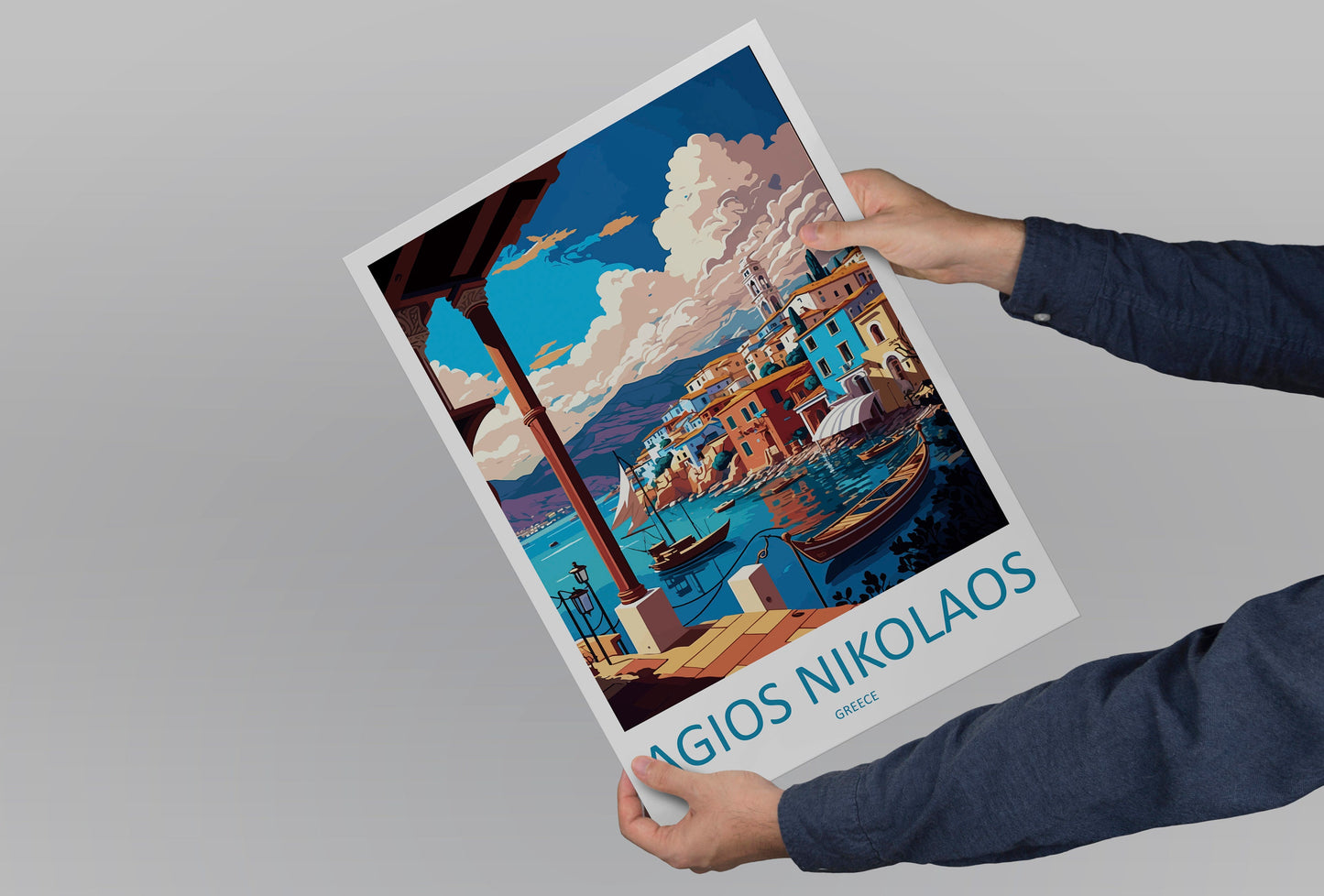 Agios Nikolaos Travel Print Wall Art Agios Nikolaos Greece Wall Hanging Home Decoration Agios Nikolaos Gift Art Lovers Art Agios Nikolaos
