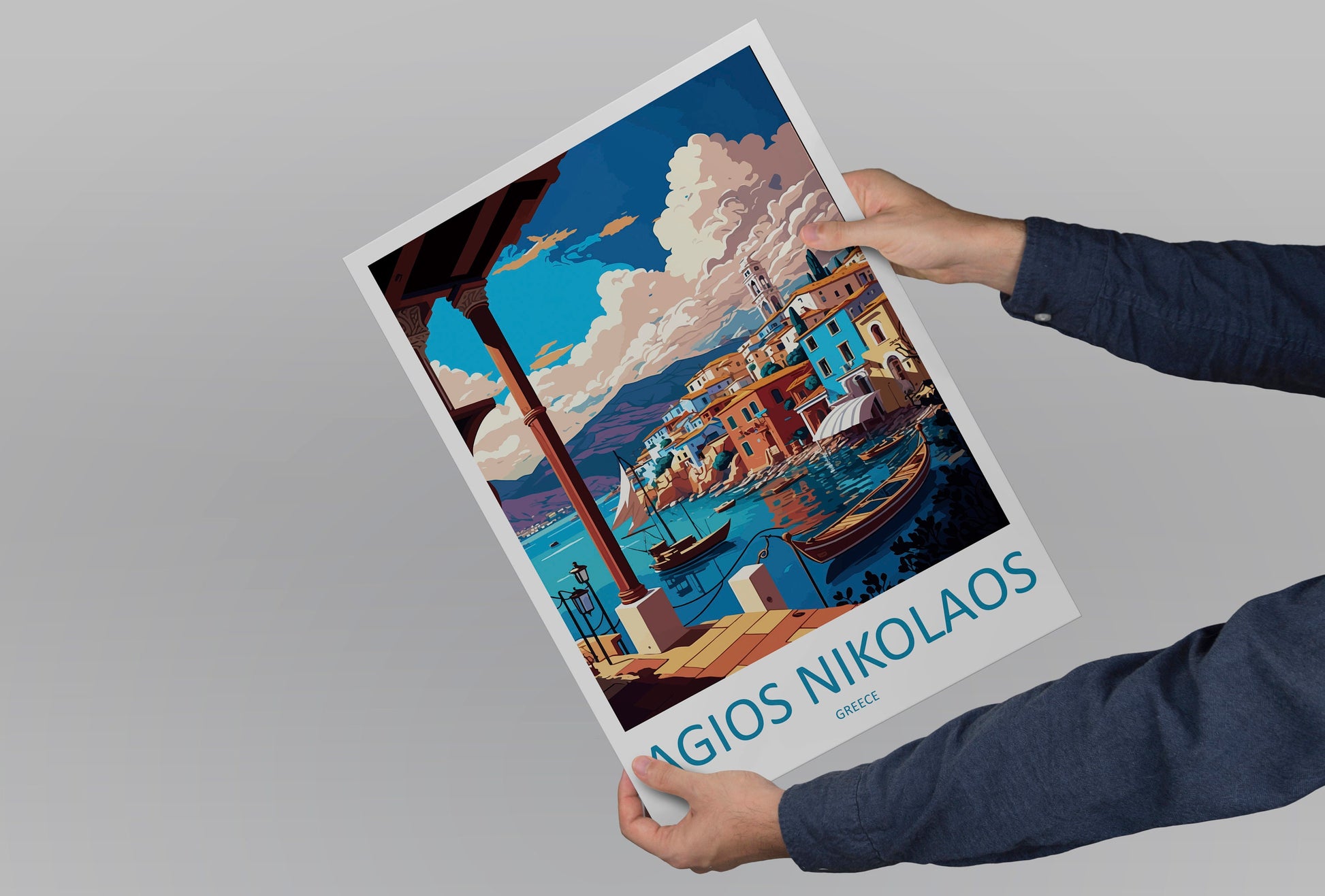 Agios Nikolaos Travel Print Wall Art Agios Nikolaos Greece Wall Hanging Home Decoration Agios Nikolaos Gift Art Lovers Art Agios Nikolaos