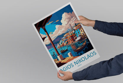 Agios Nikolaos Travel Print Wall Art Agios Nikolaos Greece Wall Hanging Home Decoration Agios Nikolaos Gift Art Lovers Art Agios Nikolaos