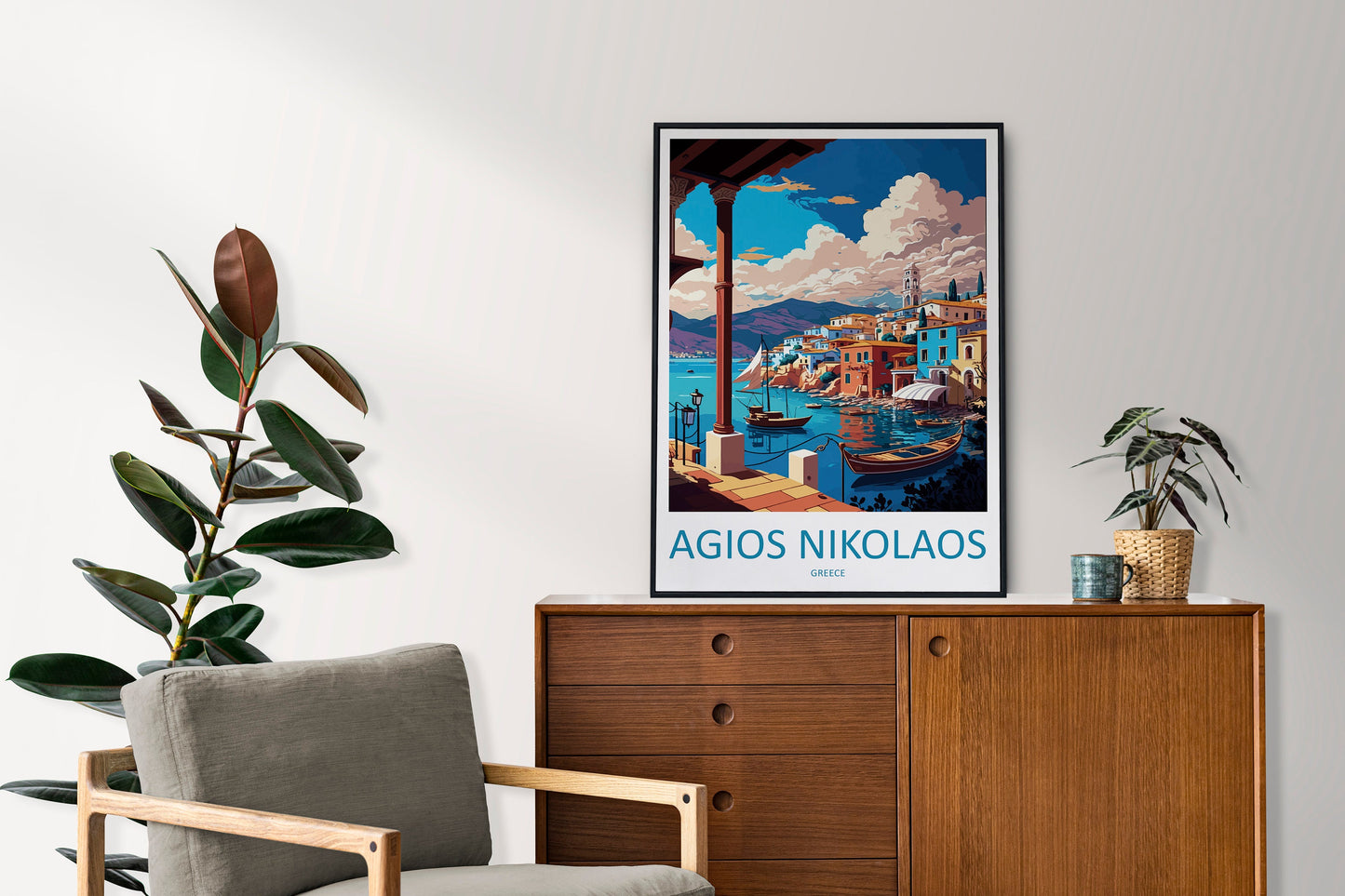 Agios Nikolaos Travel Print Wall Art Agios Nikolaos Greece Wall Hanging Home Decoration Agios Nikolaos Gift Art Lovers Art Agios Nikolaos
