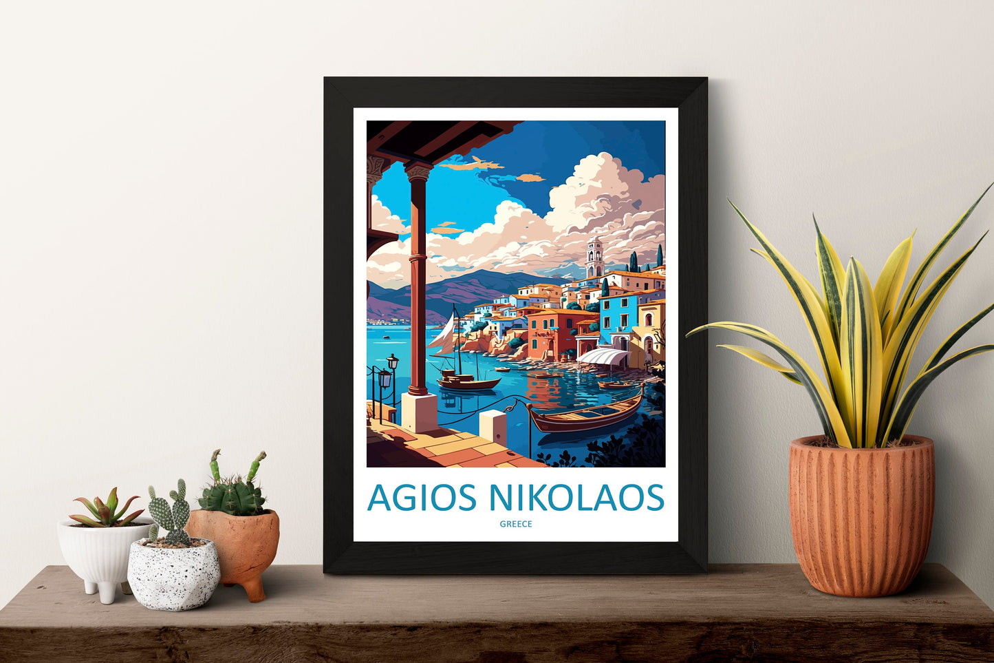 Agios Nikolaos Travel Print Wall Art Agios Nikolaos Greece Wall Hanging Home Decoration Agios Nikolaos Gift Art Lovers Art Agios Nikolaos