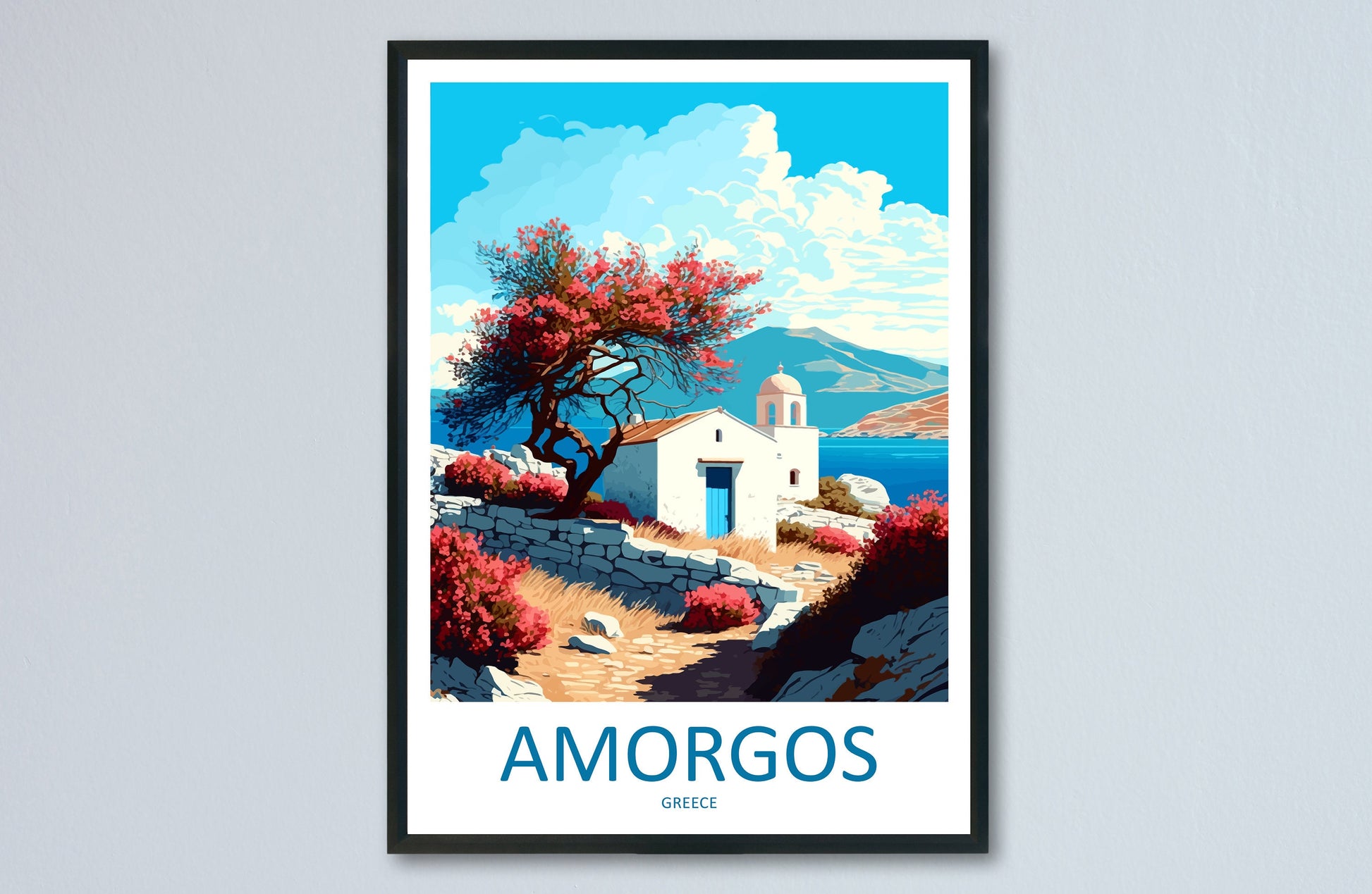 Amorgos Travel Print Wall Art Amorgos Greece Wall Hanging Home Decoration Amorgos Gift Art Lovers Wall Art Print Amorgos Greece Wall Art
