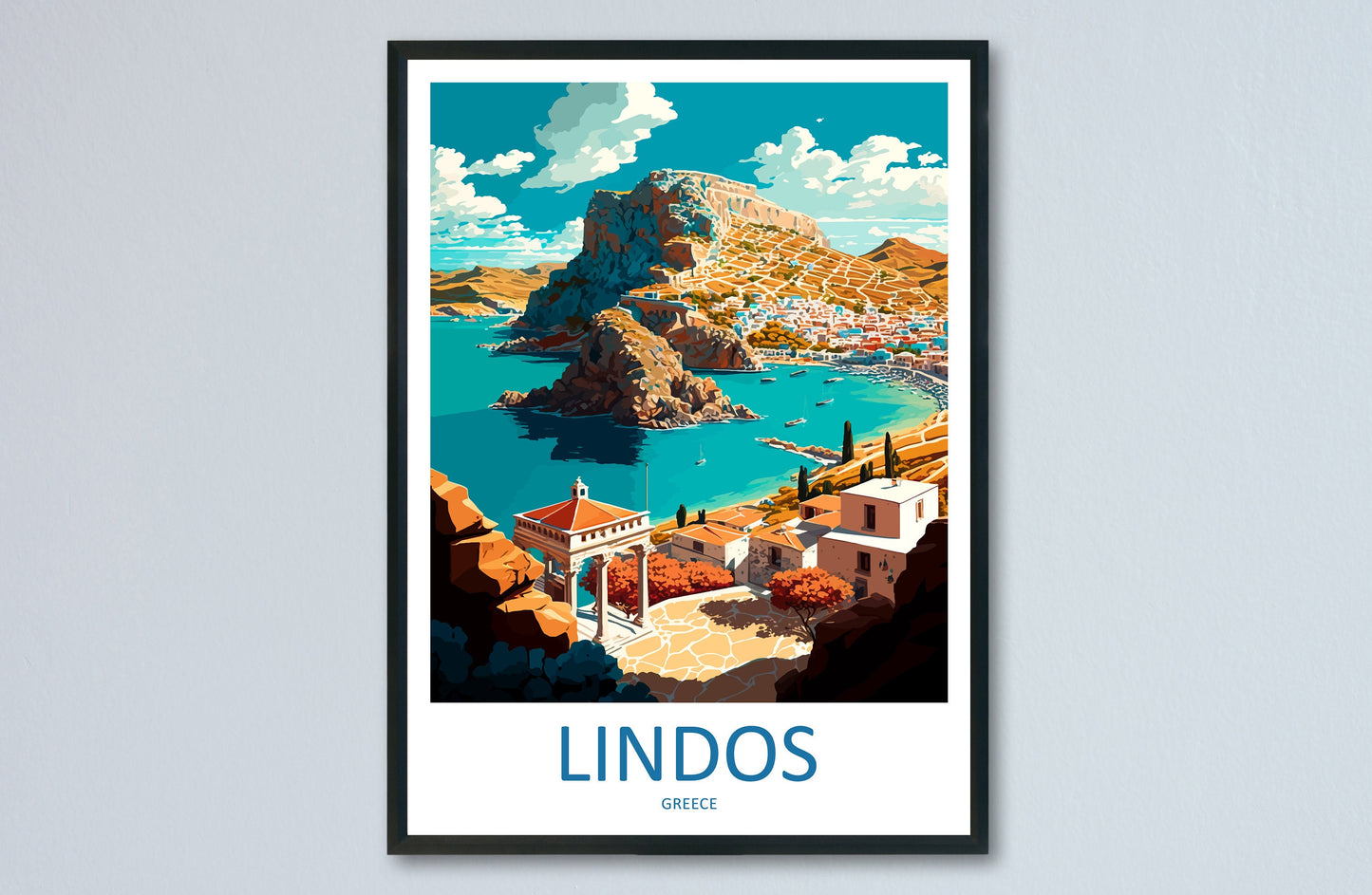 Lindos Travel Print Wall Art Lindos Greece Wall Hanging Home Decoration Lindos Gift Art Lovers Wall Art Print Lindos Greece Wall Art
