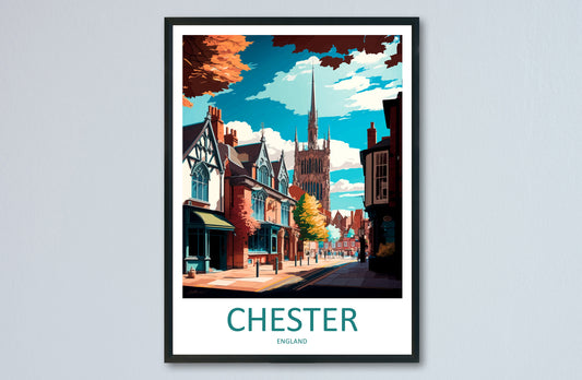 Chester Travel Print Wall Art Chester Wall Hanging Home Décor Chester Gift Art Lovers England Art Lover Gift Chester Art Wall Hanging