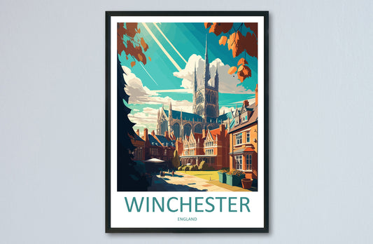 Winchester Travel Print Wall Art Winchester Wall Hanging Home Décor Winchester Gift Art Lovers England Art Lover Gift Winchester Travel
