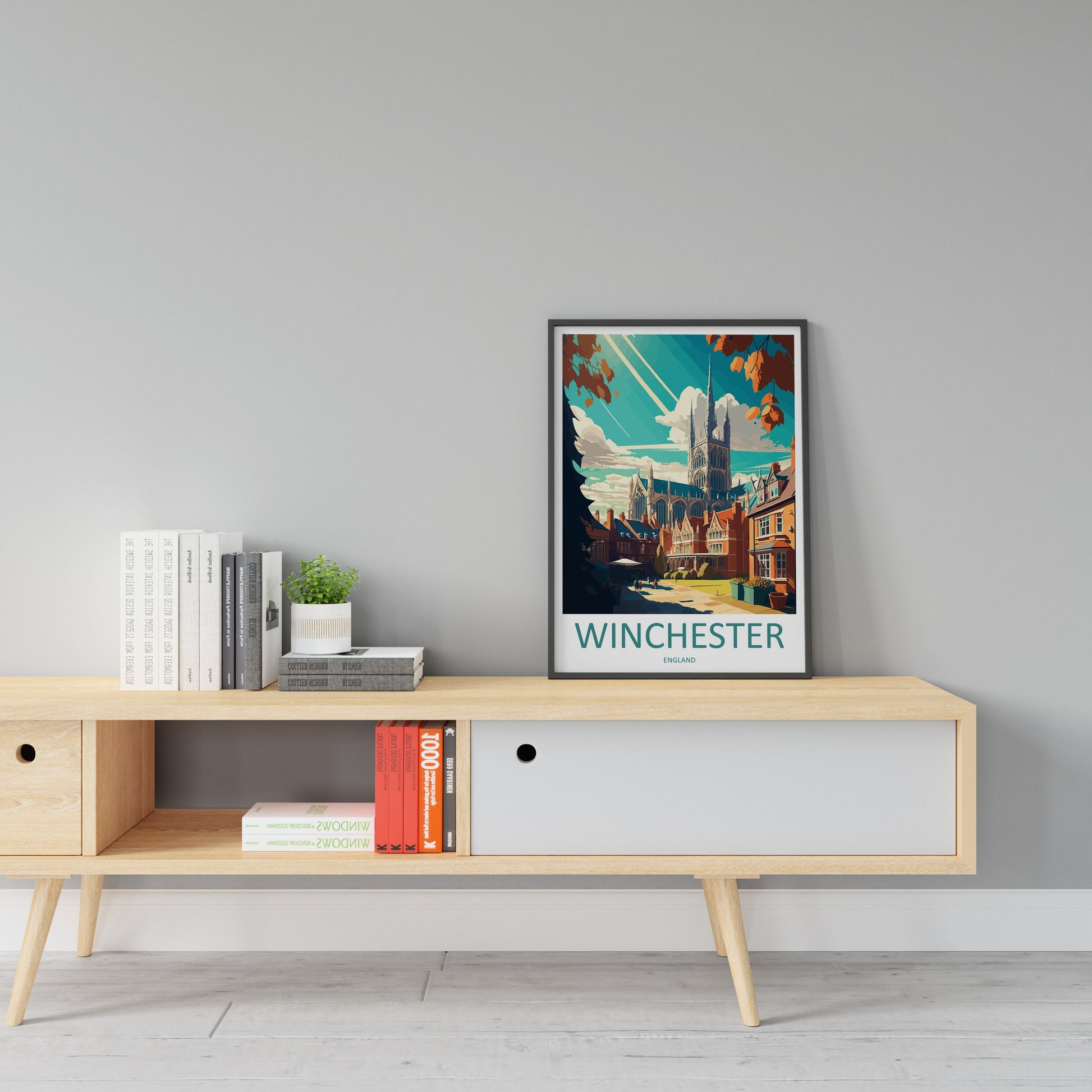 Winchester Travel Print Wall Art Winchester Wall Hanging Home Décor Winchester Gift Art Lovers England Art Lover Gift Winchester Travel