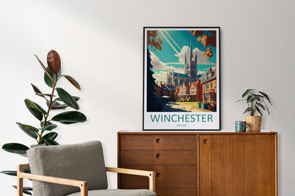Winchester Travel Print Wall Art Winchester Wall Hanging Home Décor Winchester Gift Art Lovers England Art Lover Gift Winchester Travel