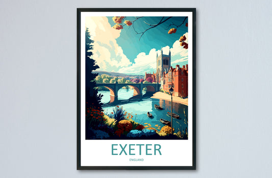 Exeter Travel Print Wall Art Exeter Wall Hanging Home Décor Exeter Gift Art Lovers England Art Lover Gift Exeter Travel Décor Exeter Poster