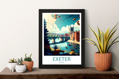 Exeter Travel Print Wall Art Exeter Wall Hanging Home Décor Exeter Gift Art Lovers England Art Lover Gift Exeter Travel Décor Exeter Poster