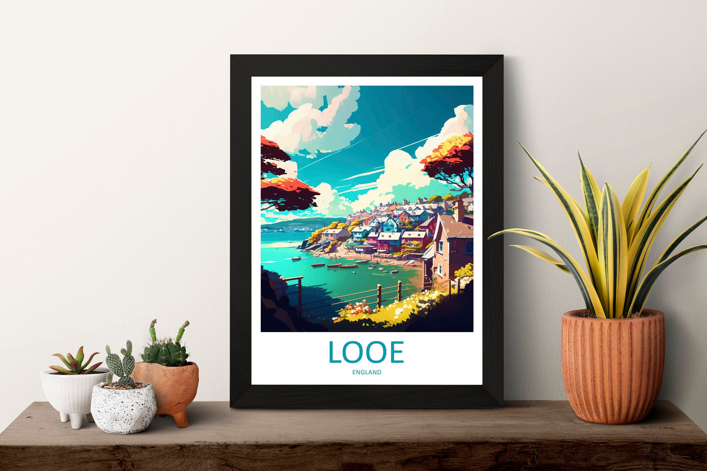 Looe Travel Print Wall Art Looe Wall Hanging Home Décor Looe Gift Art Lovers England Art Lover Gift Looe Travel Décor Looe Poster