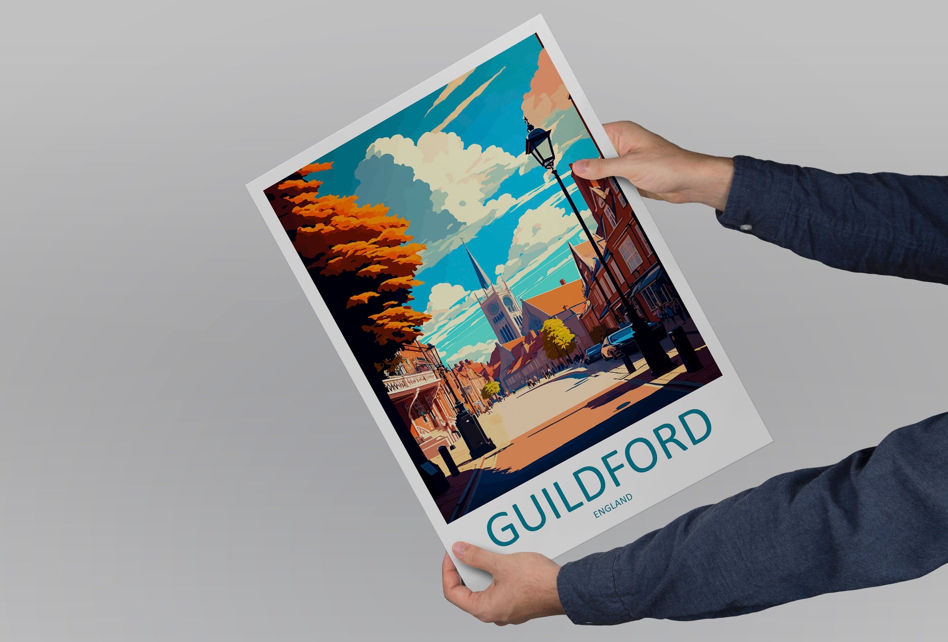 Guildford Travel Print Wall Art Guildford Wall Hanging Home Décor Guildford Gift Art Lovers England Art Lover Gift Guildford Travel Décor