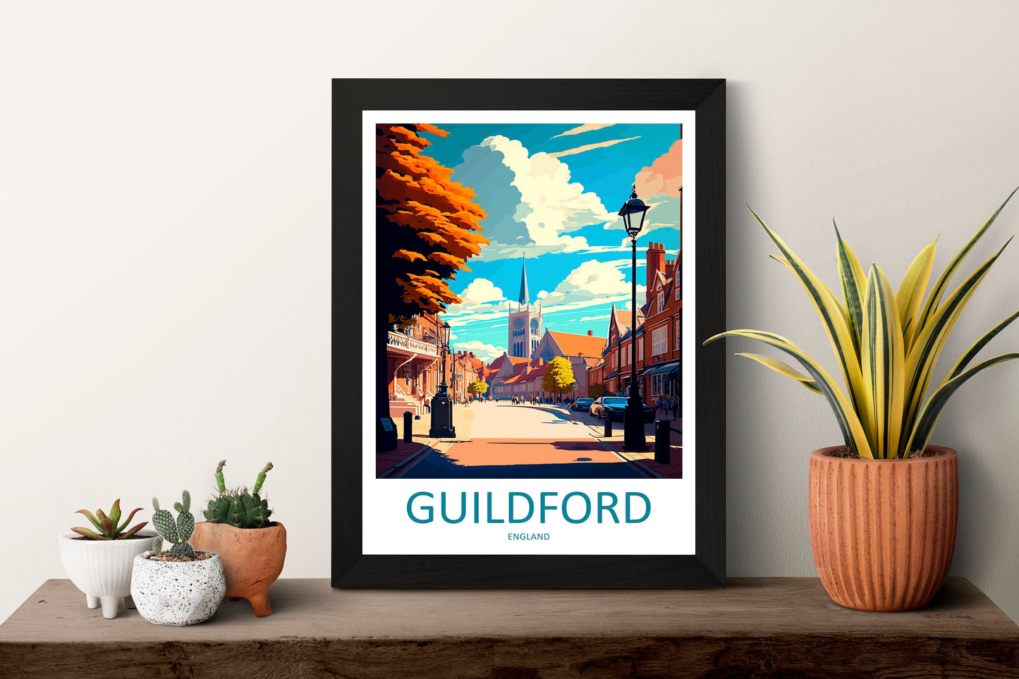 Guildford Travel Print Wall Art Guildford Wall Hanging Home Décor Guildford Gift Art Lovers England Art Lover Gift Guildford Travel Décor