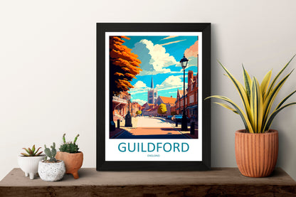 Guildford Travel Print Wall Art Guildford Wall Hanging Home Décor Guildford Gift Art Lovers England Art Lover Gift Guildford Travel Décor