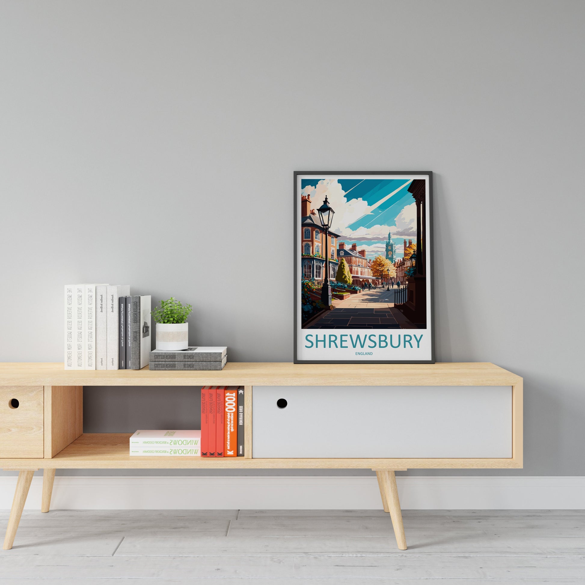 Shrewsbury Travel Print Wall Art Shrewsbury Wall Hanging Home Décor Shrewsbury Gift Art Lovers England Art Lover Gift Shrewsbury Travel Déco