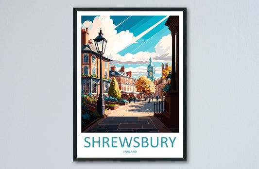 Shrewsbury Travel Print Wall Art Shrewsbury Wall Hanging Home Décor Shrewsbury Gift Art Lovers England Art Lover Gift Shrewsbury Travel Déco