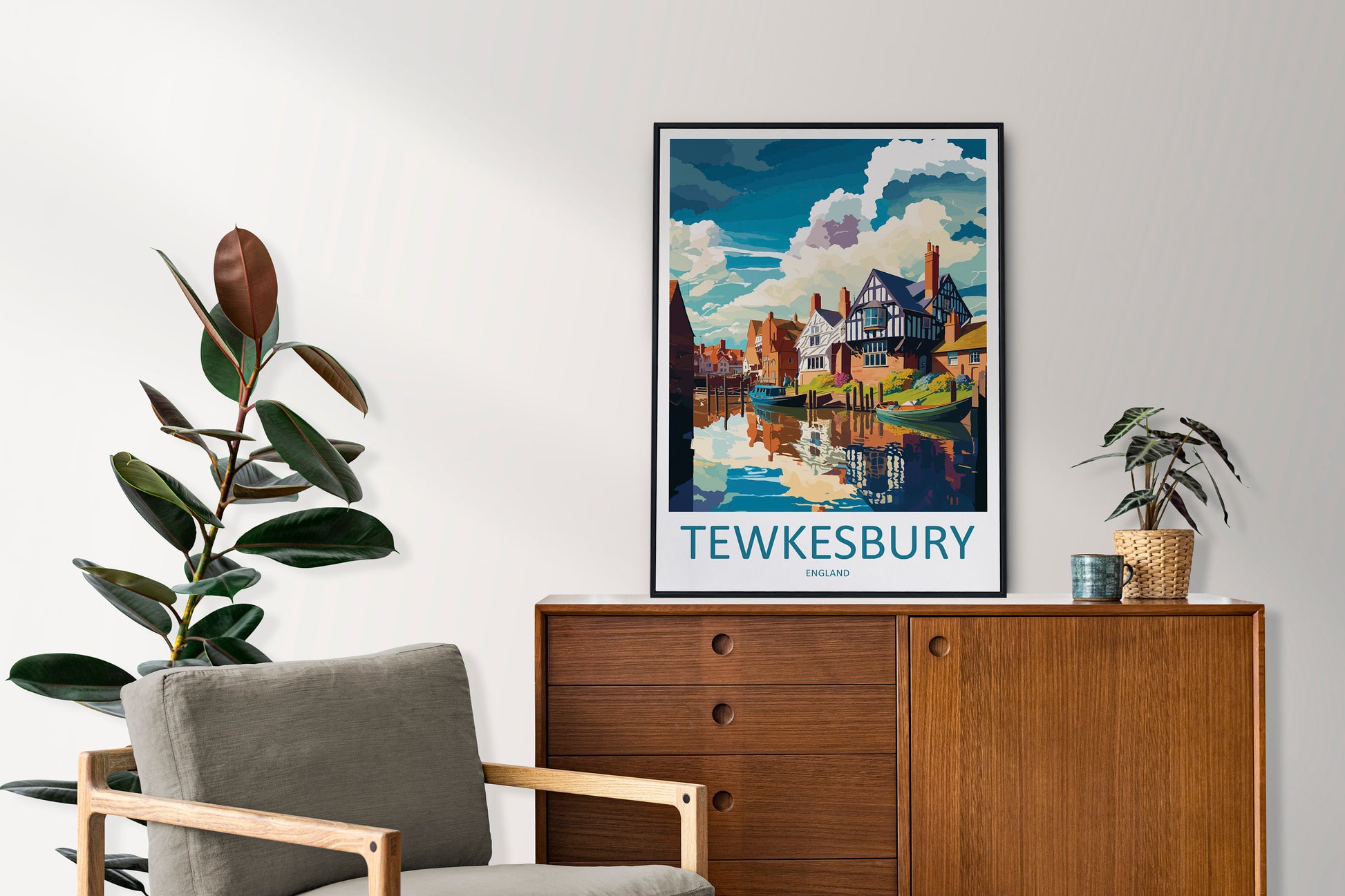 Tewkesbury Travel Print Wall Art Tewkesbury Wall Hanging Home Décor Tewkesbury Gift Art Lovers England Art Lover Gift Tewkesbury Travel Déco