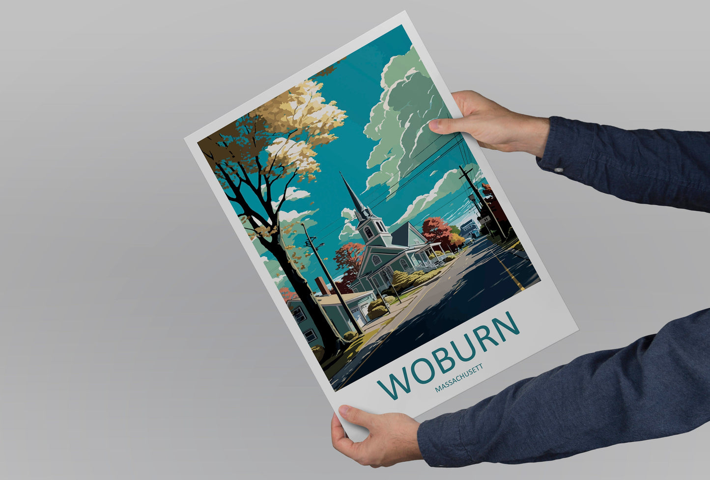 Woburn Travel Print Wall Art Woburn Wall Hanging Home Décor Woburn Gift Art Lovers Massachusetts Art Lover Gift Woburn Wall Art