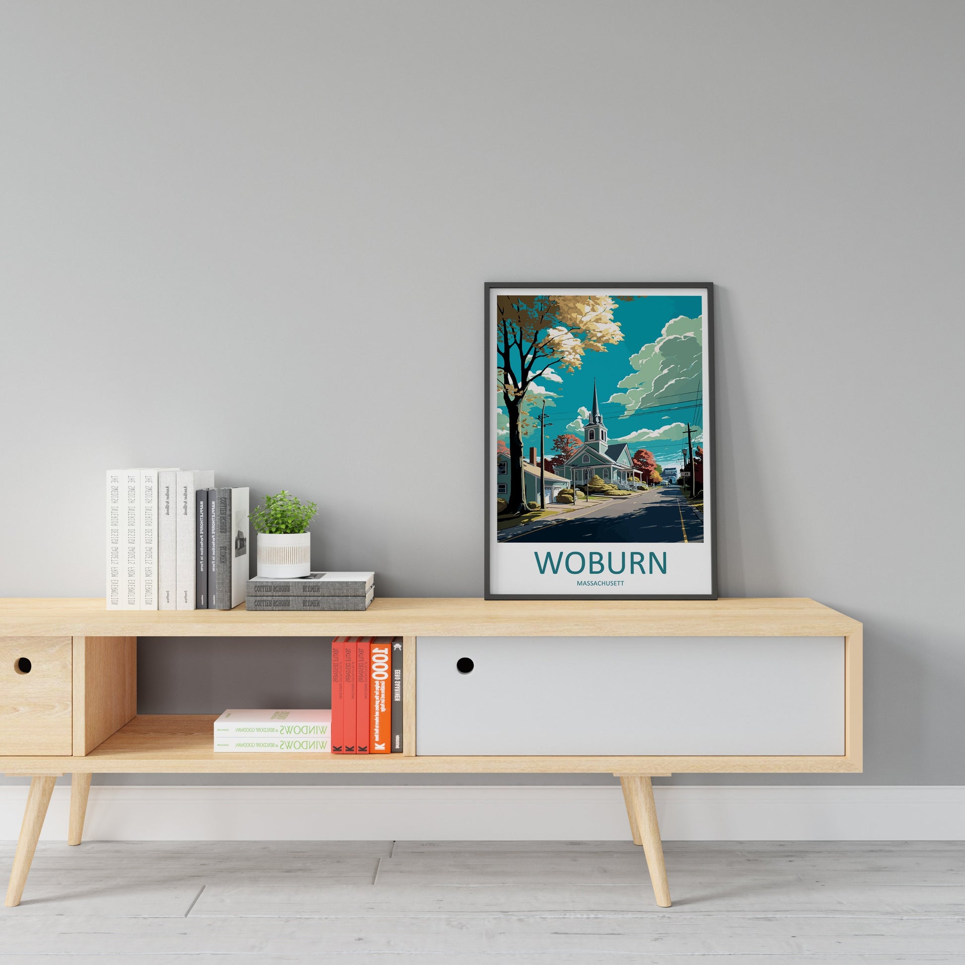 Woburn Travel Print Wall Art Woburn Wall Hanging Home Décor Woburn Gift Art Lovers Massachusetts Art Lover Gift Woburn Wall Art