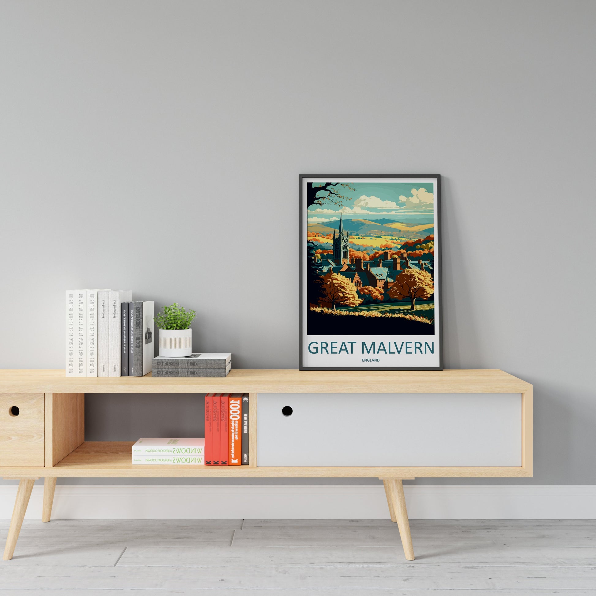 Great Malvern Travel Print Wall Art Great Malvern Wall Hanging Home Décor Great Malvern Gift Art Lovers England Art Lover Gift Great Malvern