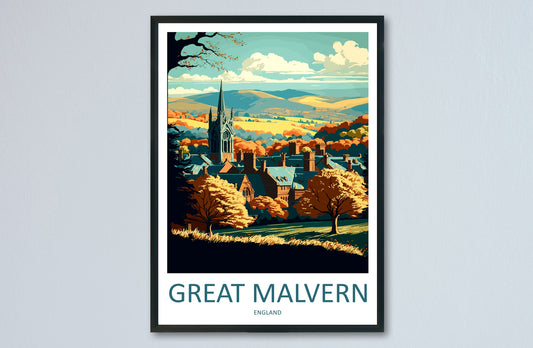 Great Malvern Travel Print Wall Art Great Malvern Wall Hanging Home Décor Great Malvern Gift Art Lovers England Art Lover Gift Great Malvern