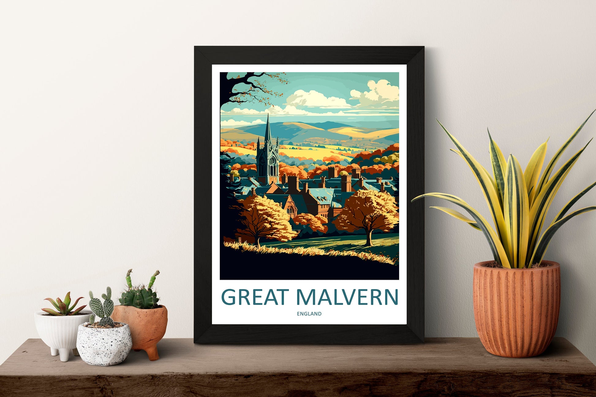 Great Malvern Travel Print Wall Art Great Malvern Wall Hanging Home Décor Great Malvern Gift Art Lovers England Art Lover Gift Great Malvern