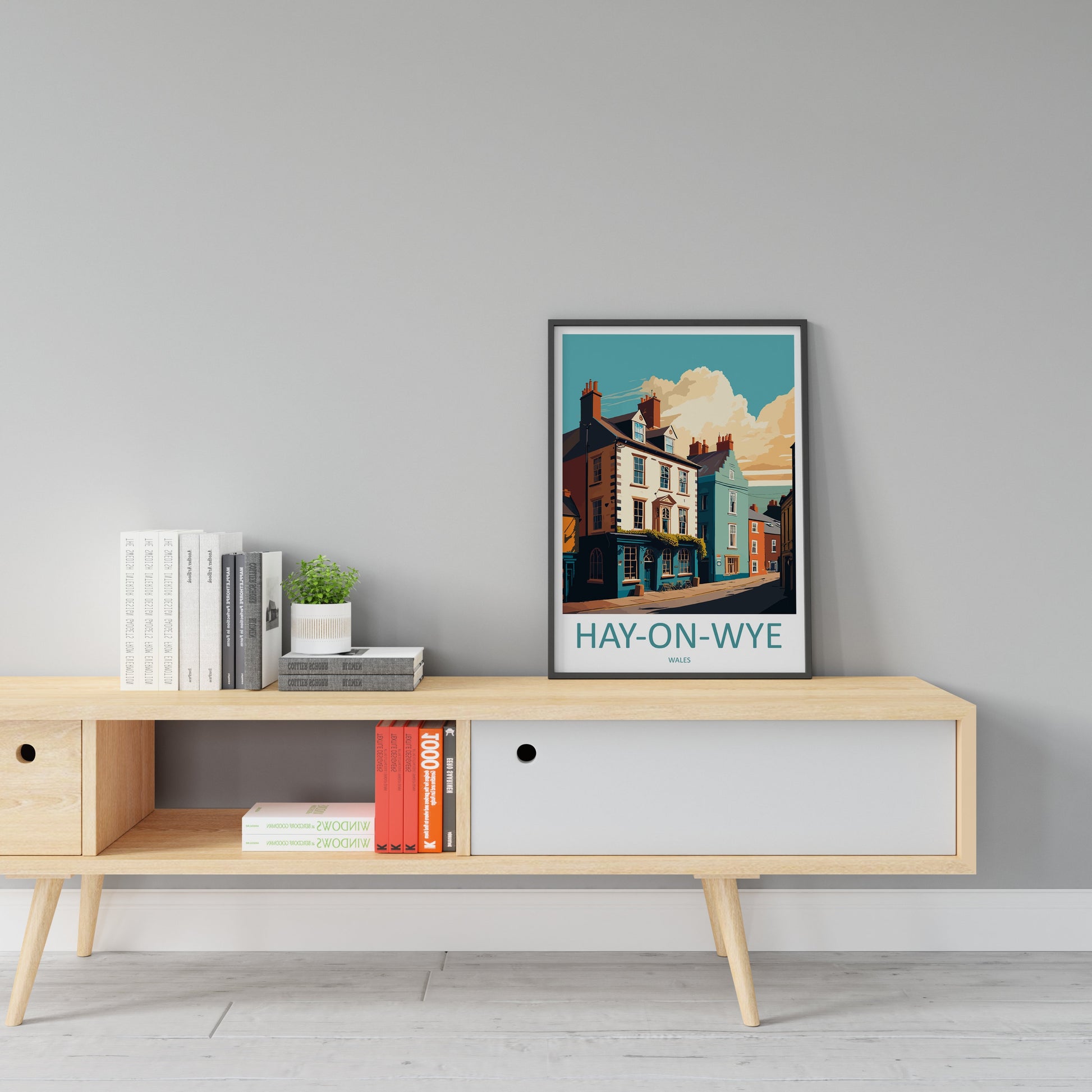 Hay-On-Wye Travel Print Wall Art Hay-On-Wye Wall Hanging Home Décor Hay-On-Wye Gift Art Lovers Welsh Art Lover Gift Hay-On-Wye Travel Gift