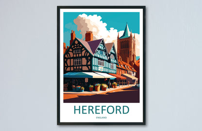Hereford Travel Print Wall Art Hereford Wall Hanging Home Décor Hereford Gift Art Lovers England Art Lover Gift Hereford Travel Gift