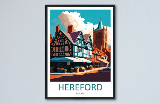 Hereford Travel Print Wall Art Hereford Wall Hanging Home Décor Hereford Gift Art Lovers England Art Lover Gift Hereford Travel Gift