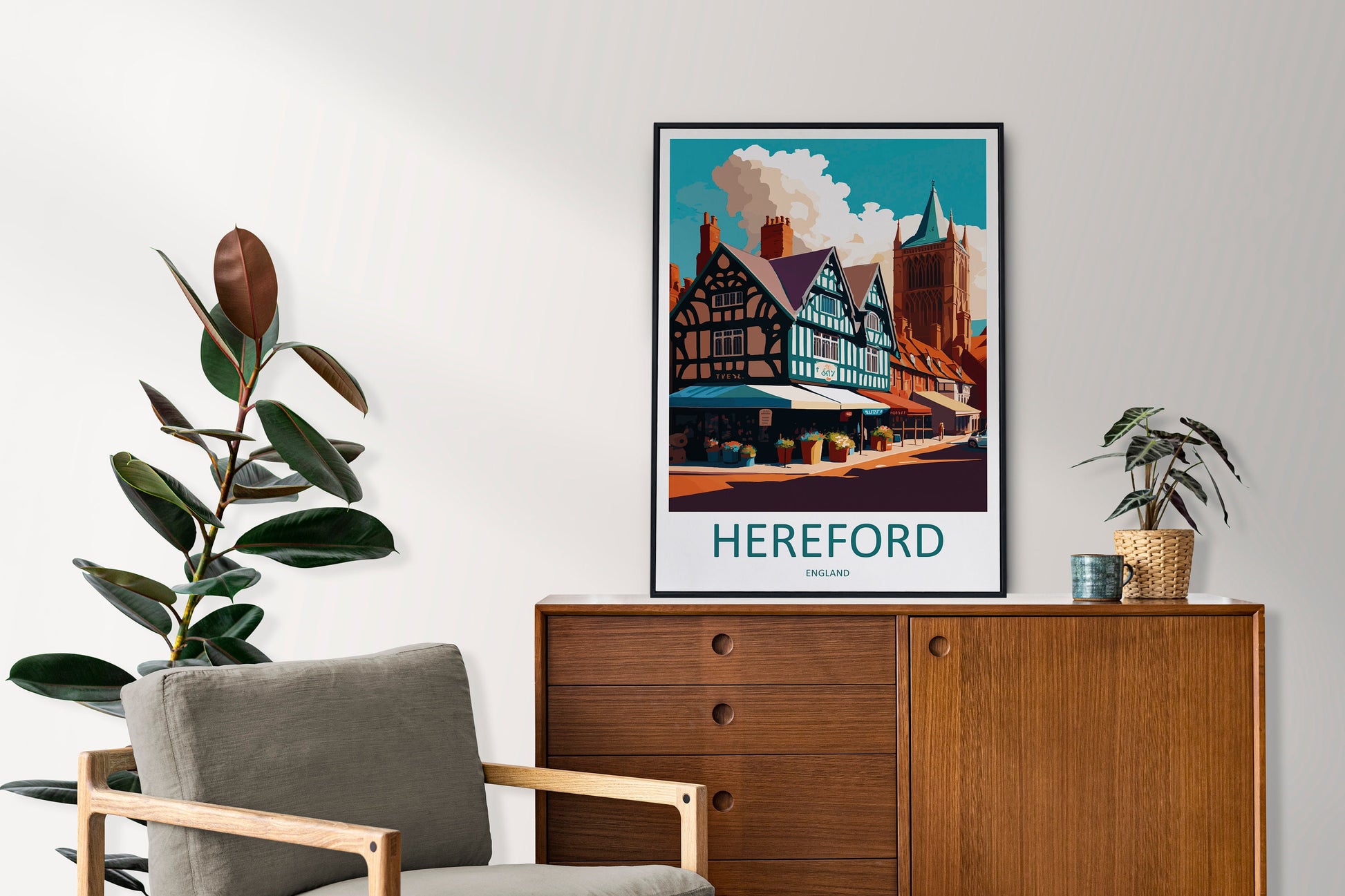 Hereford Travel Print Wall Art Hereford Wall Hanging Home Décor Hereford Gift Art Lovers England Art Lover Gift Hereford Travel Gift