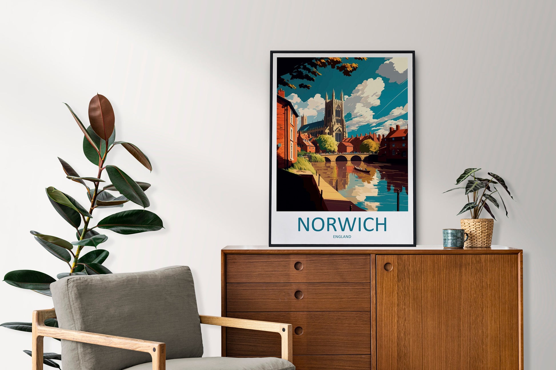 Norwich Travel Print Wall Art Norwich Wall Hanging Home Décor Norwich Gift Art Lovers England Art Lover Gift Norwich Travel Gift