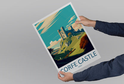 Corfe Castle Travel Print Wall Art Corfe Castle Wall Hanging Home Décor Corfe Castle Gift Art Lovers England Art Lover Gift Corfe Castle