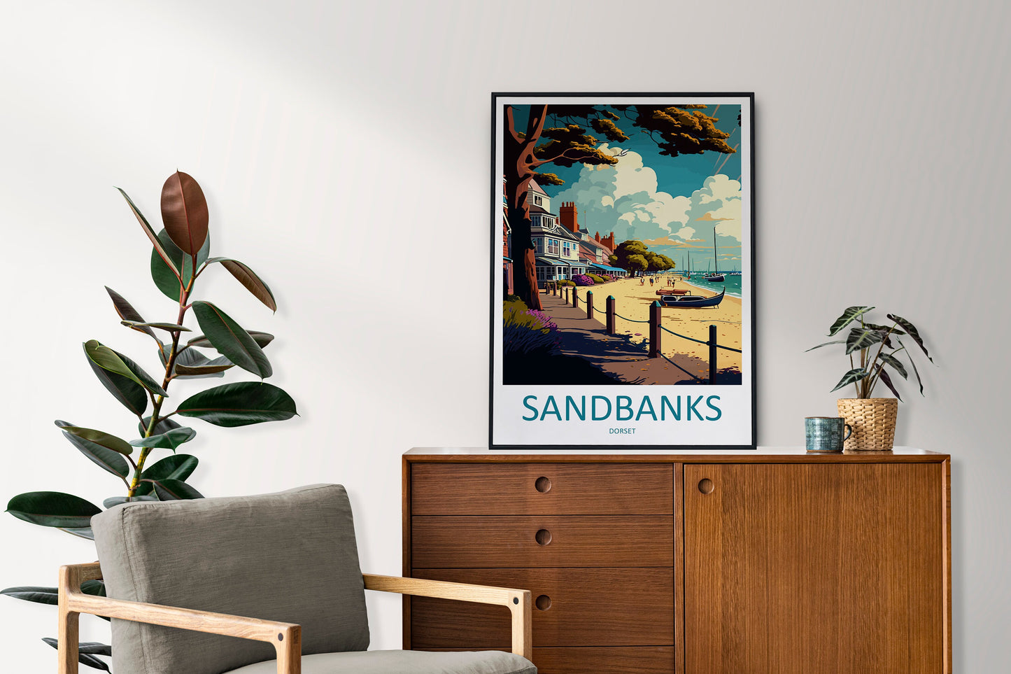 Sandbanks Travel Print Wall Art Sandbanks Wall Hanging Home Décor Sandbanks Gift Art Lovers England Art Lover Gift Sandbanks Artwork