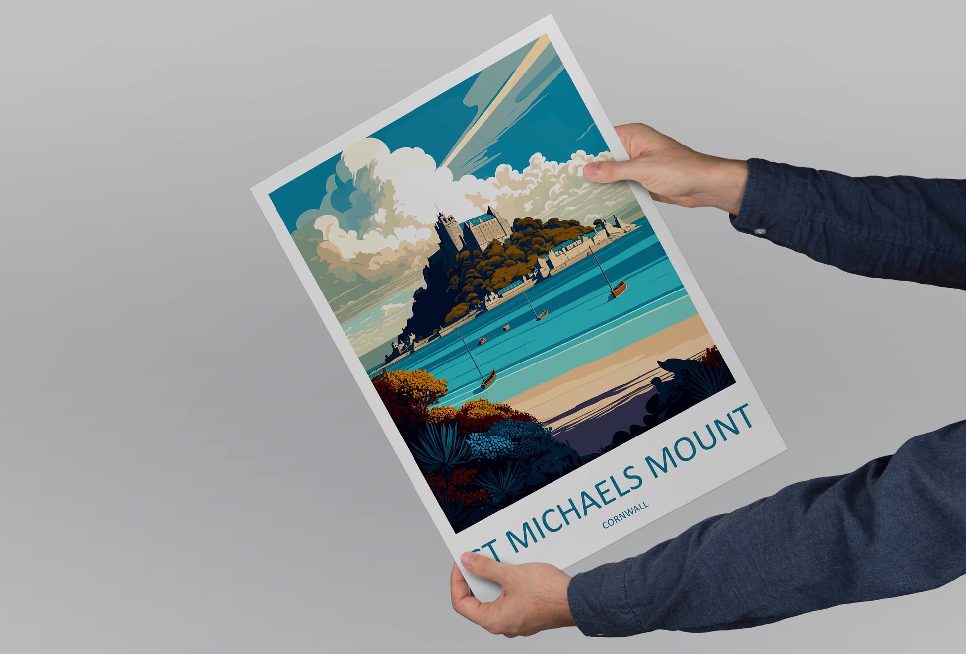St Michaels Mount Travel Print Wall Art St Michaels Mount Wall Hanging Home Décor St Michaels Mount Gift Art Lovers England Art Lover Gift