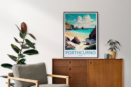 Porthcurno Travel Print Wall Art Porthcurno Wall Hanging Home Décor Porthcurno Gift Art Lovers England Art Lover Gift Porthcurno