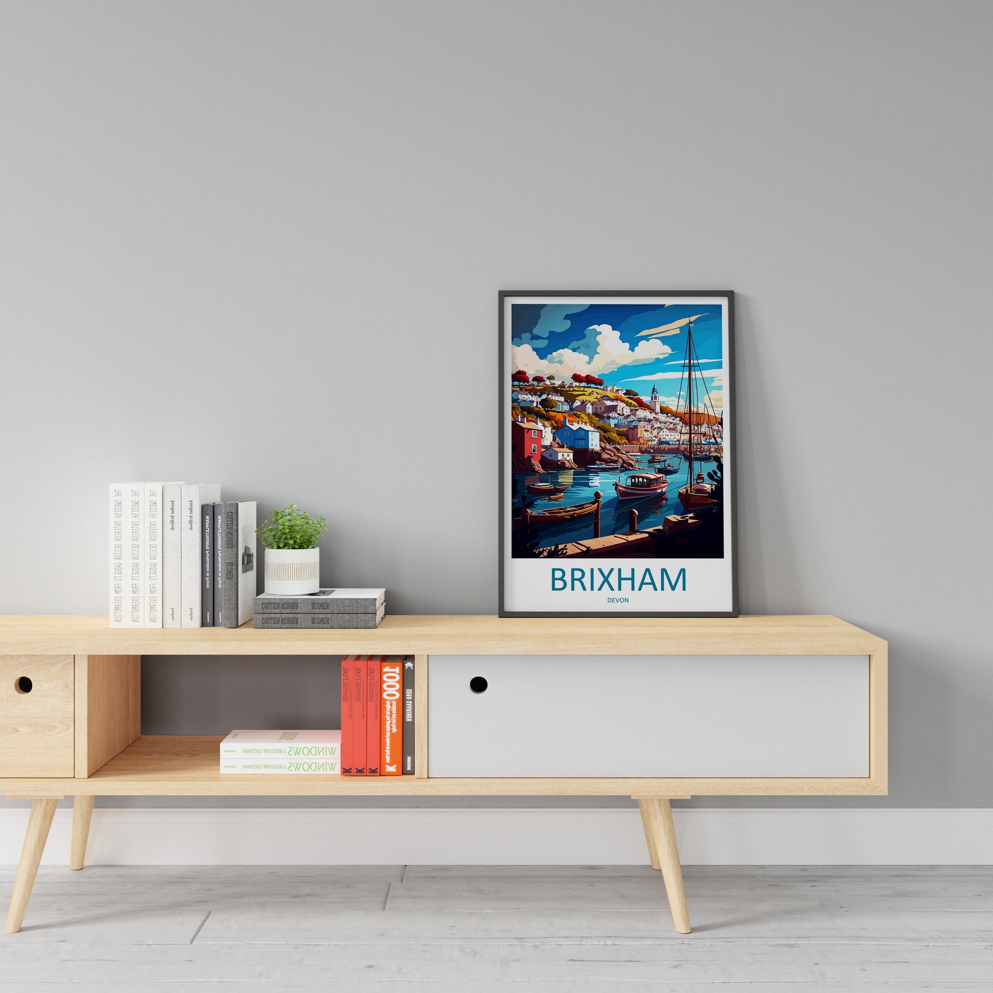 Brixham Travel Print Wall Art Brixham Wall Hanging Home Décor Brixham Gift Art Lovers England Art Lover Gift Brixham Art Poster For UK Lover