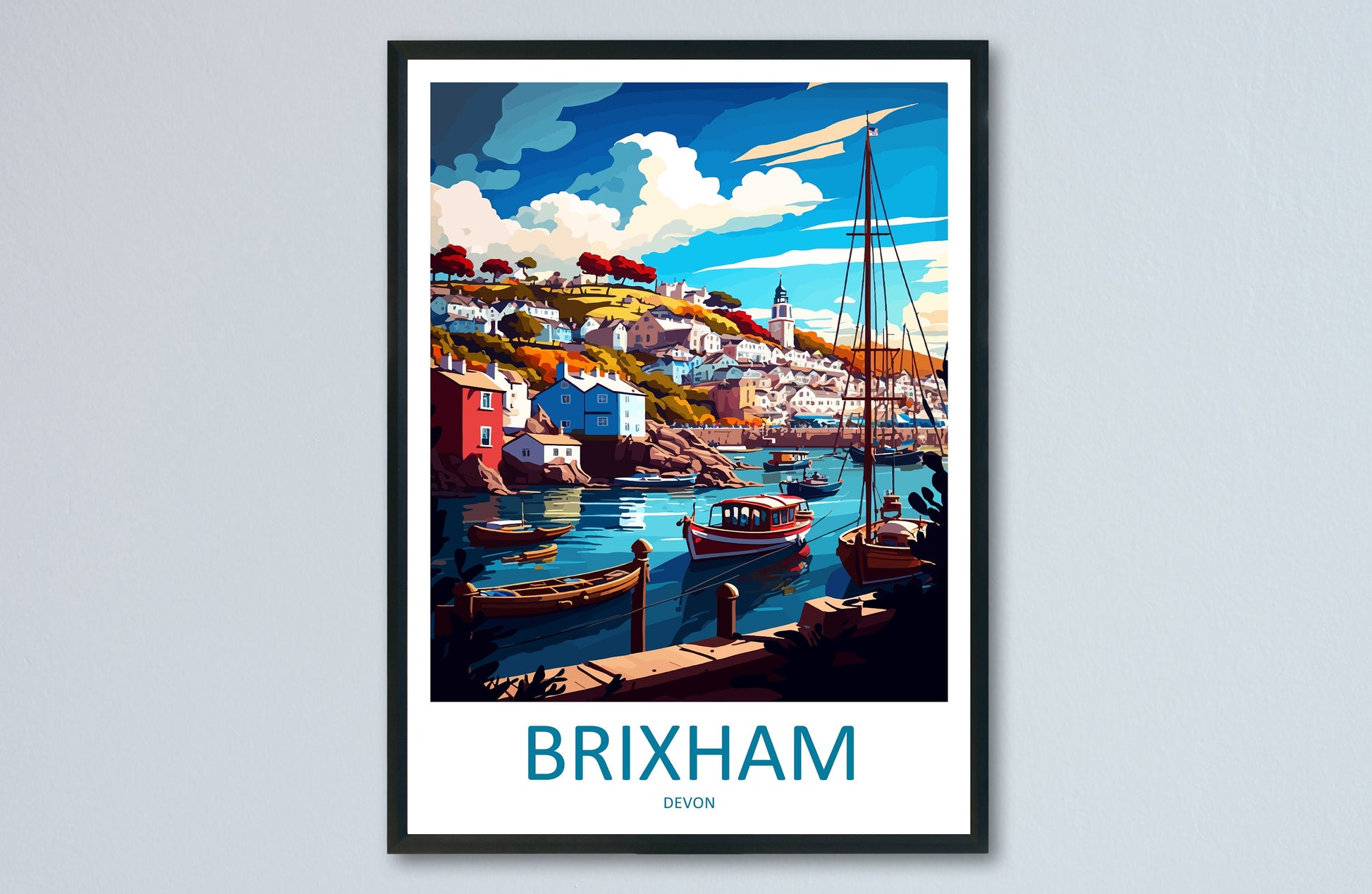 Brixham Travel Print Wall Art Brixham Wall Hanging Home Décor Brixham Gift Art Lovers England Art Lover Gift Brixham Art Poster For UK Lover